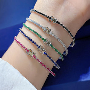 Classic Stackable Multi-Color Sterling Silver Tennis Bracelet for Women