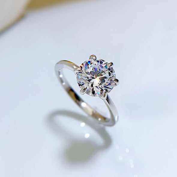 Classic 1.0ct Round Cut Sterling Silver Engagement Ring