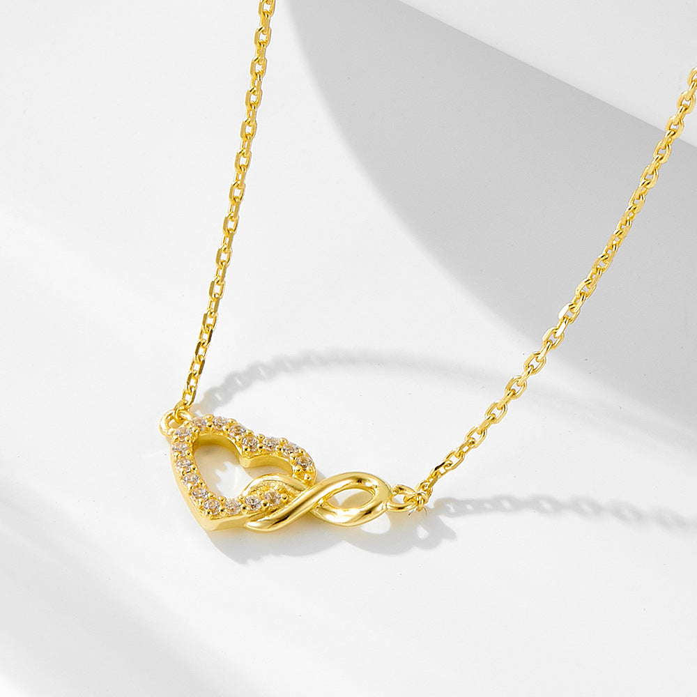Heart and Infinity Design Silver Necklace