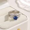 Vintage 2 Pcs Blue Round Cut Ring Set