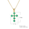 Vintage Emerald Green Cross Design Sterling Silver Necklace