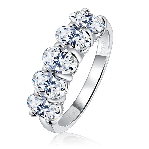 2.5 Ct Oval Cut Moissanite White Gold Wedding Band