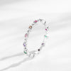 Simple Rainbow Round Cut Sterling Silver Wedding Band