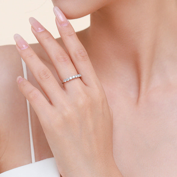 Round Cut Multi-color Sterling Silver Wedding Band