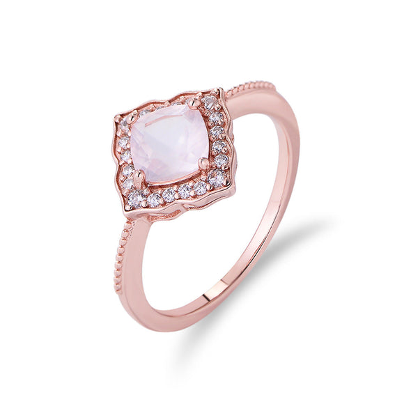 Natural Rose Quartz 925 Sterling Silver Ring