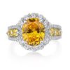 Oval Cut Yellow Topaz 925 Sterling Silver Halo Engagement Ring