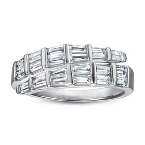 Emerald Cut 925 Sterling Silver Wedding Band