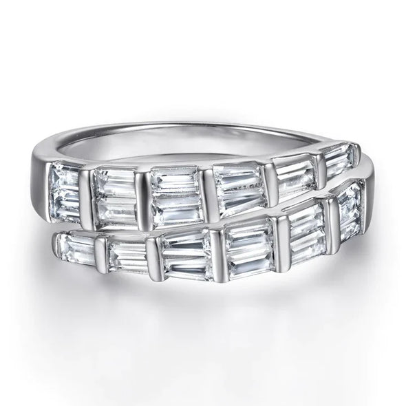 Emerald Cut 925 Sterling Silver Wedding Band