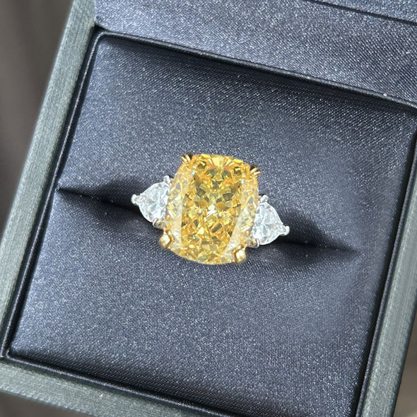 Gorgeous Yellow Radiant Cut Sterling Silver Engagement Ring