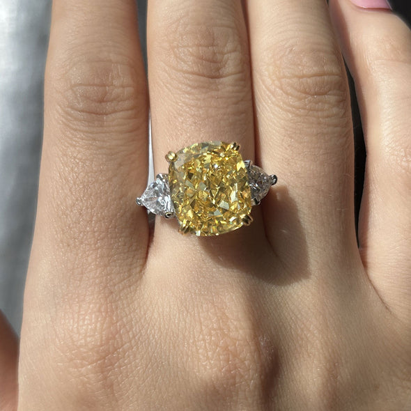 Gorgeous Yellow Radiant Cut Sterling Silver Engagement Ring