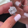 Gorgeous Halo Split Shank Emerald Cut Engagement Ring In Sterling Silver