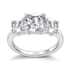 Cushion Cut Three Stones Engagement Ring