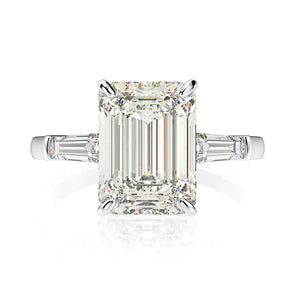 Classic Three Stone Emerald Cut Engagement Ring