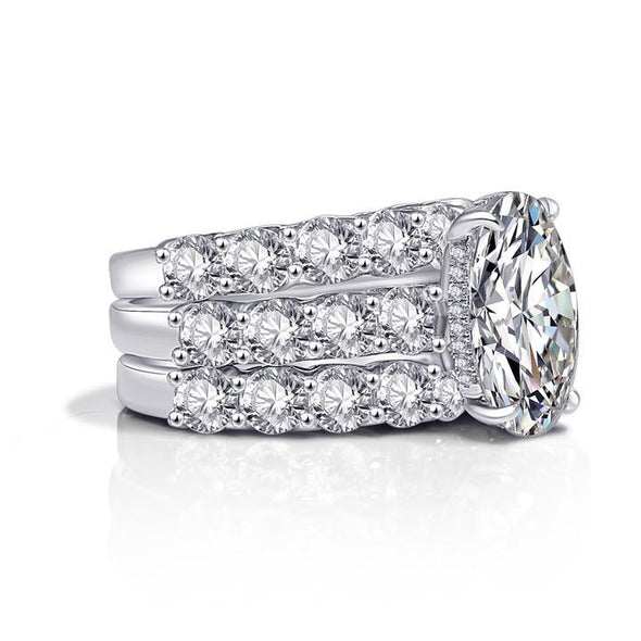 Oval Cut Bridal Set with Half-Eternity Band