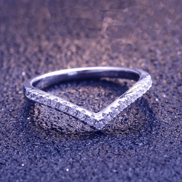 Curved Half Eternity Sterling Silver Wedding Band