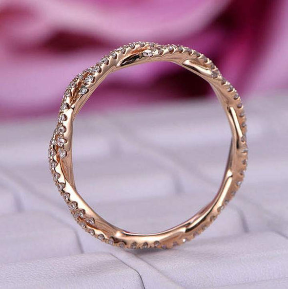 Rose Golden Twist Interweave Stackable Ring