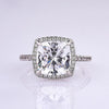 3.2 Carat Cushion Cut Halo Engagement Ring In Sterling Silver