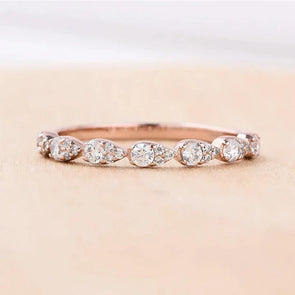 Rose Golden Tone Pear Design Stackable Wedding Band