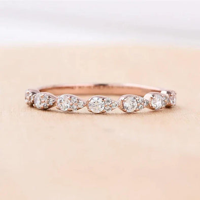 Rose Golden Tone Pear Design Stackable Wedding Band