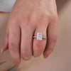 Radiant Cut Classic 4 Prong Half Eternity Sterling Silver Engagement Ring