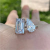 Unique Double-Stone Design Pear Cut & Emerald Cut Engagement Ring