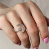 Crescent Moon & Star Adjustable Open Ring In Sterling Silver