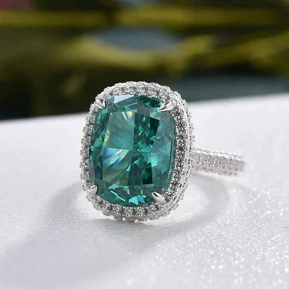 Gorgeous Halo Cushion Cut Paraiba Tourmaline Engagement Ring