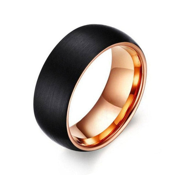 Classic Tungsten Rose Golden & Black Men's Band