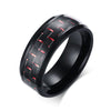 Red Decoration Black Titanium Steel Men's Wedding Band