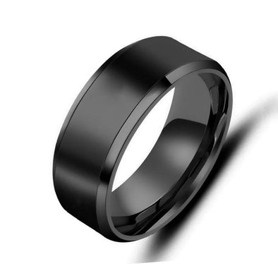 Round Black Tungsten Men's Wedding Bands