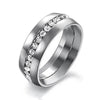 Round Cut White Sapphire Titanium Steel Men's Wedding Band