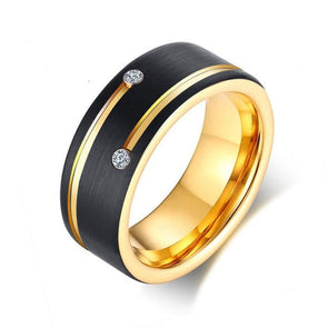 Fashion Round Cut Two Tone Tungsten Men's Band