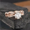 Rose Golden Twist Round Cut Wedding Set