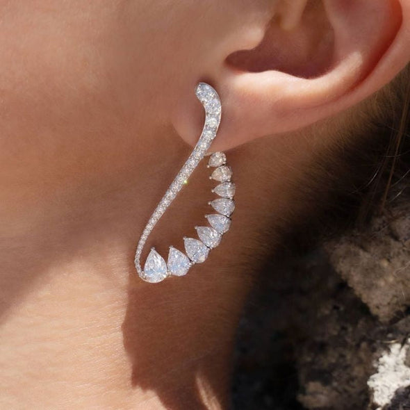 Round Cut White Sapphire Necklace & Earrings Set