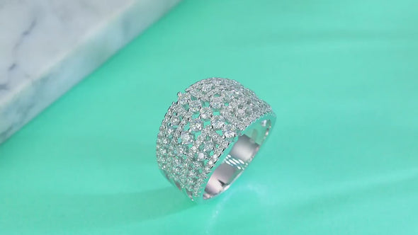 Luxury Moissanite 18K White Gold Plated Sterling Silver Wedding Band