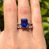 Vintage Blue Emerald Cut Sterling Silver Bridal Set