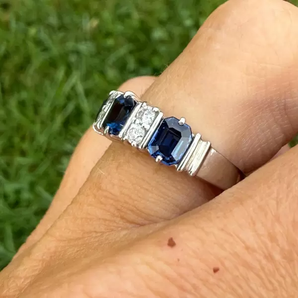 2.36ctw Emerald Cut Sapphire Band Ring