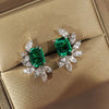 Gorgeous Emerald Green White Gold Plated Earrings