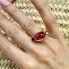 9.68ctw Cabochon Cut Pink Tourmaline Scallop Ring