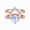Vintage Oval Shape Design Moon Stone Silver Ring Set