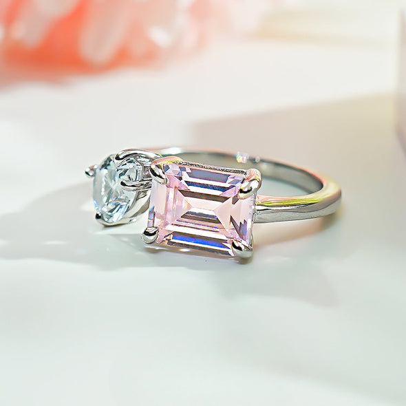 Exquisite Two Stone Sterling Silver Ring