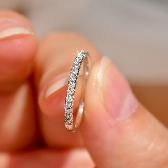 Simple Half Eternity Sterling Silver Wedding Band