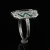 Art Deco 2.5ctw Baguette Cut White Sapphire & Emerald Cocktail Ring