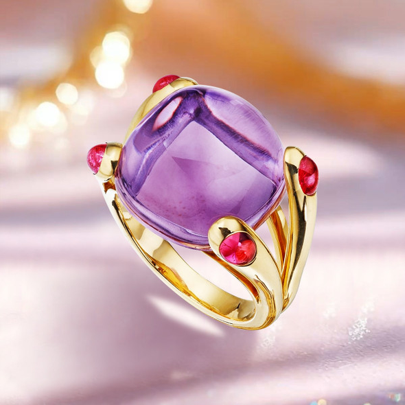 8.5ctw Cushion Cut Amethyst Split Shank Engagement Ring