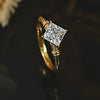 Vintage Princess Cut Sterling Silver Engagement Ring