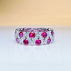 Rose Red and Emerald Green Eternity Wedding Band