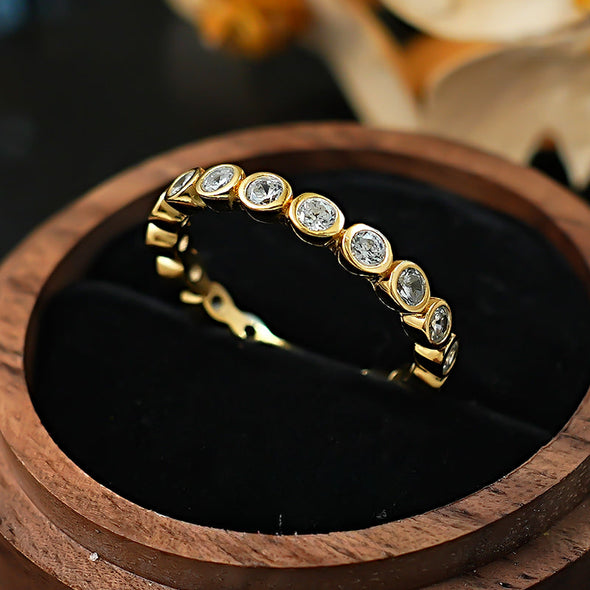 Classic Round Cut Eternity Golden Tone Band