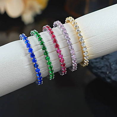 Multi-color Eternity Sterling Silver Women's Wedding Band