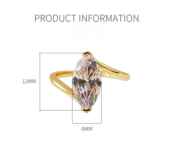 Simple Pink Marquise Cut Gold Plated Engagement Ring