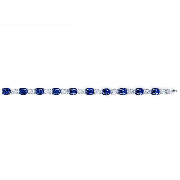 luxurious Elongated Cushion Cut Royal Blue Tennis Bracelet